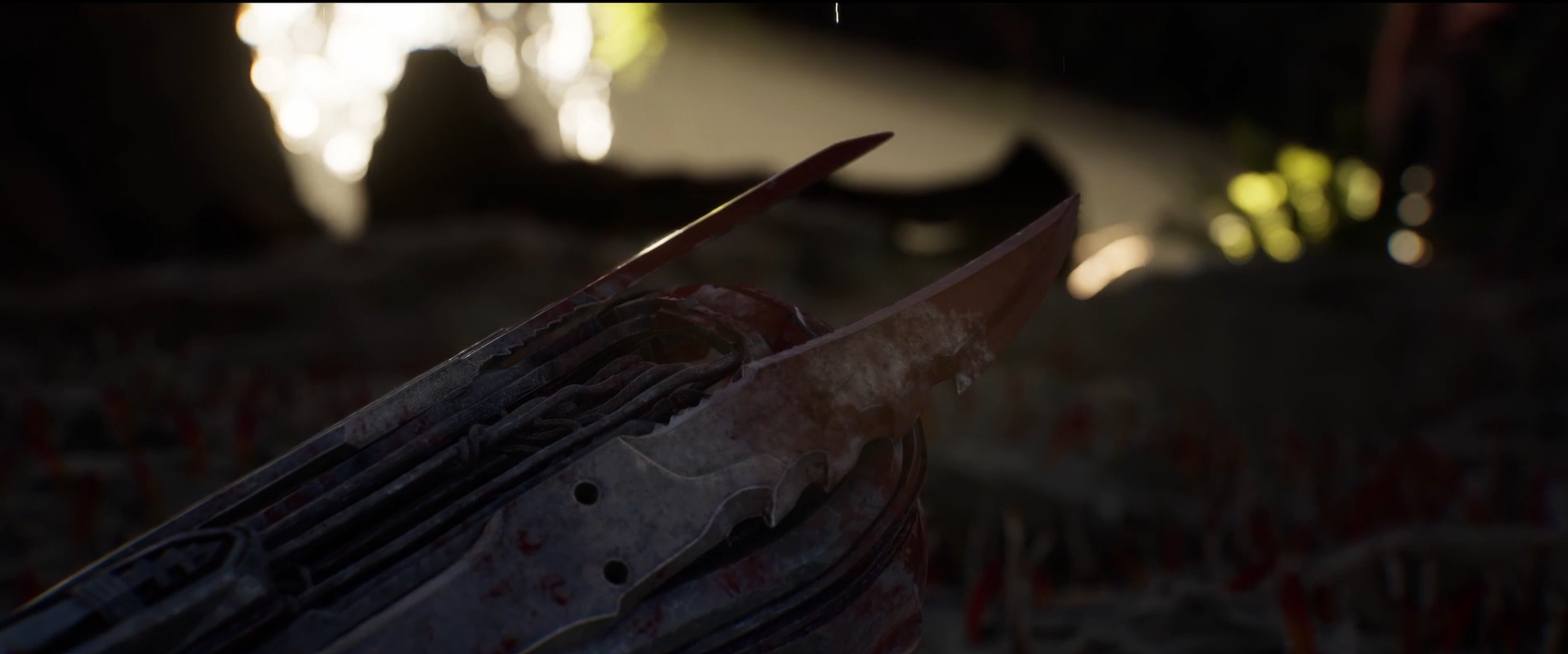 Break Human in-game screenshot: close-up of a bloodied serrated blade